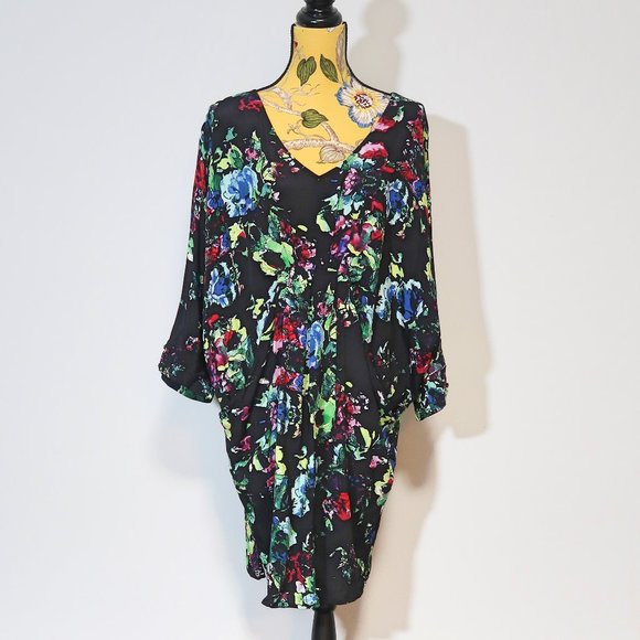 Anthropologie Maeve Floral Batwing Mini Dress Small - Picture 7 of 13
